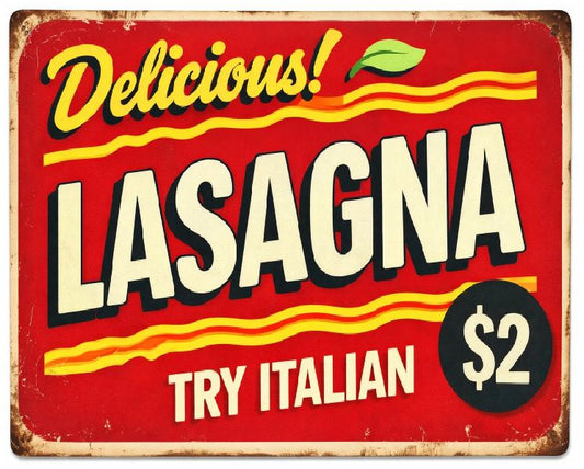 MS41 Lasagna Vintage Sign Retro Metal Wall Decor