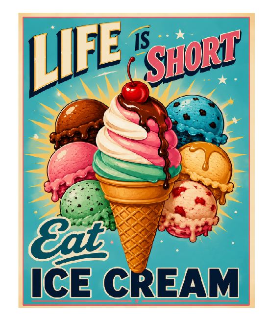 MS441 Vintage Style Metal Sign Ice Cream