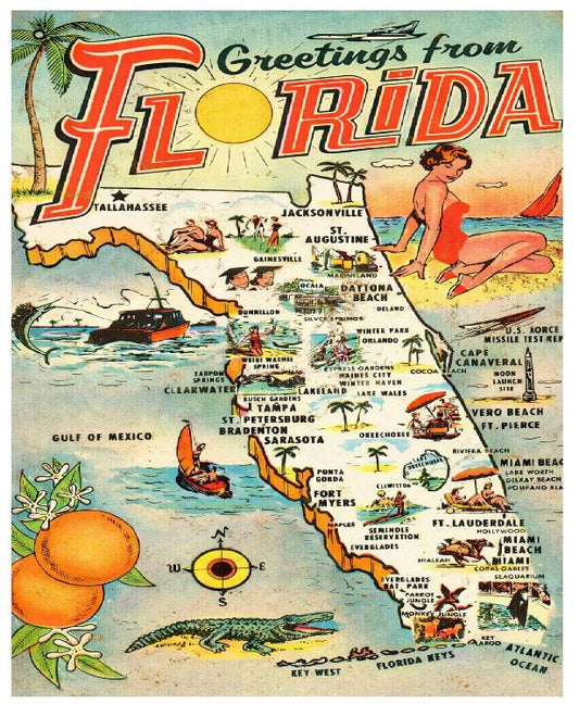 MS43 Florida Vintage Sign Retro Metal Wall Decor