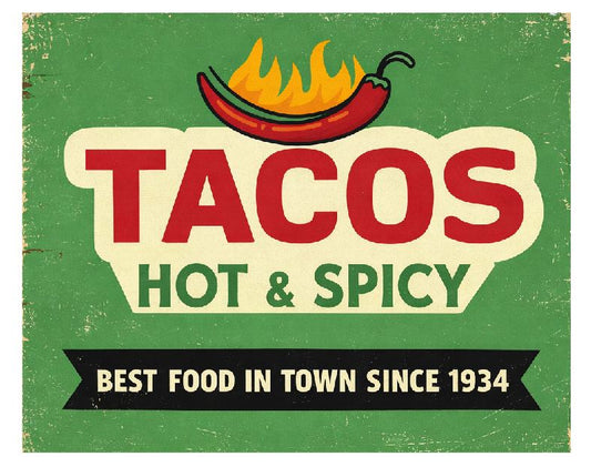 MS46 Tacos Vintage Sign Retro Metal Wall Decor