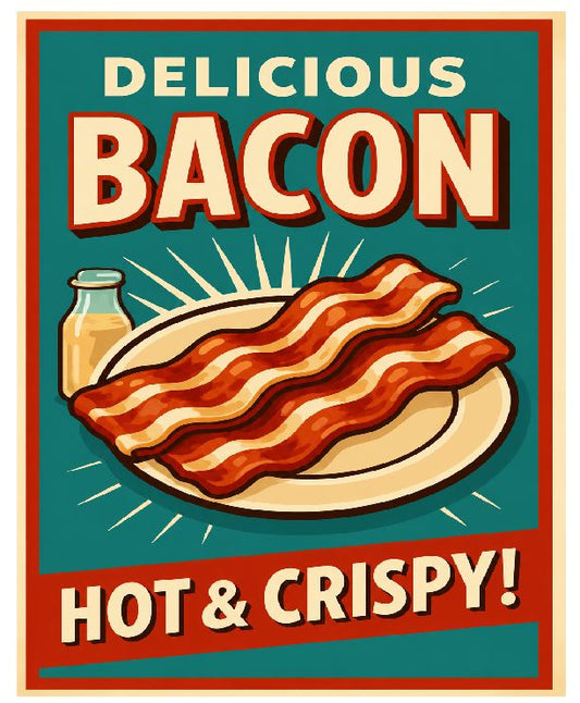 MS80 Bacon Vintage Look Sign Retro Metal Wall Decor