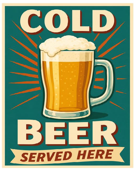 MS81 Cold Beer Vintage Look Sign Retro Metal Wall Decor