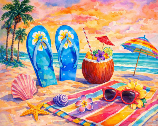 MS83 Beach Scene Vintage Look Sign Retro Metal Wall Decor