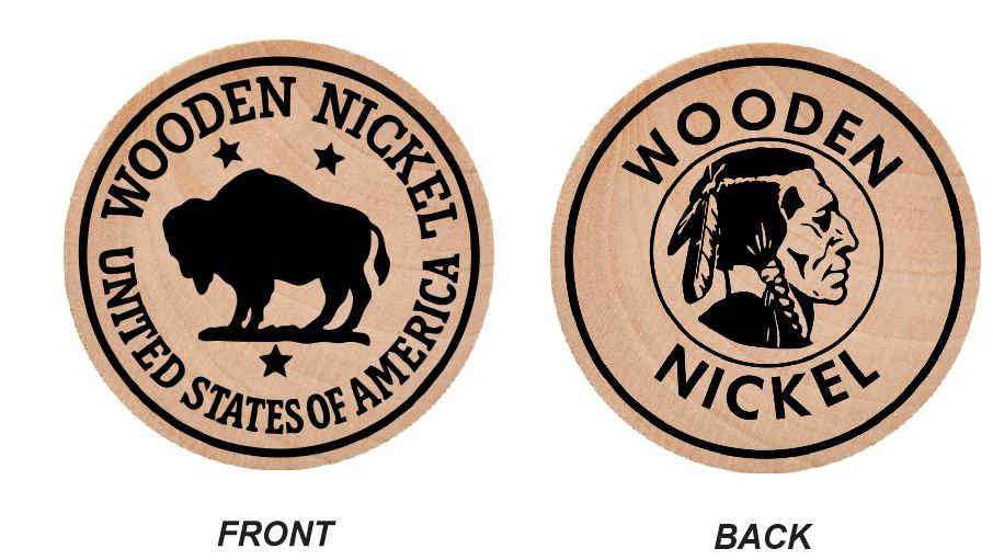 Buffalo Indian Head Wooden Nickel Black 1.5" Collectible WN04