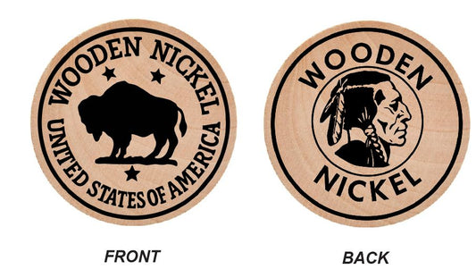 Buffalo Indian Head Wooden Nickel Black 1.5" Collectible WN04