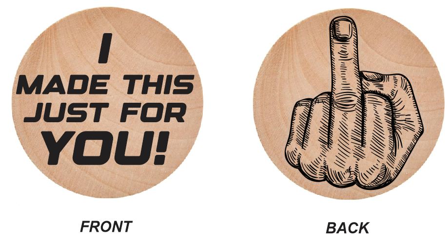 Middle Finger Wooden Nickel Black 1.5" Collectible WN08