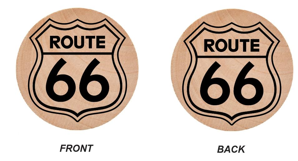 Route 66 Wooden Nickel Black 1.5" Collectible WN12