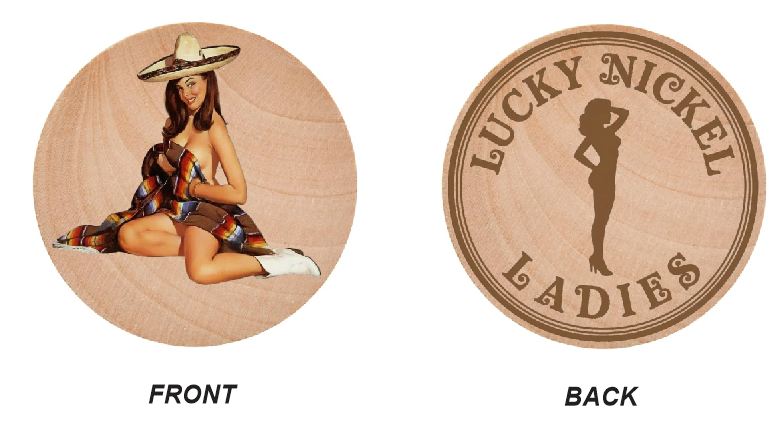 Pinup Girl Wooden Nickel 1.5" Collectible WN16