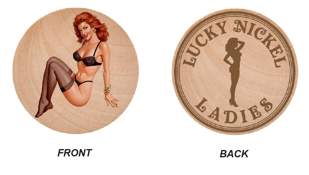 Pinup Girl Wooden Nickel 1.5" Collectible WN17