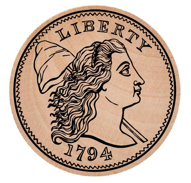 Liberty Cap Large Cent Wooden Nickel 1.5" Collectible WN20