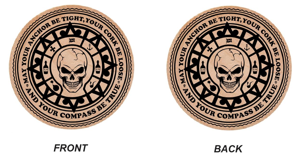 Pirate Skull Wooden Nickel 1.5" Collectible WN21