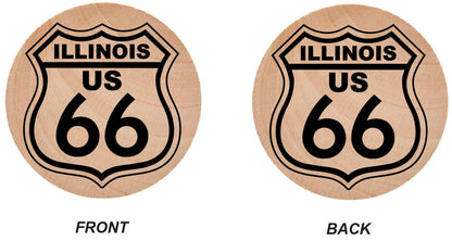 WN25 Route 66 Wooden Nickel 1.5" Collectible Illinois