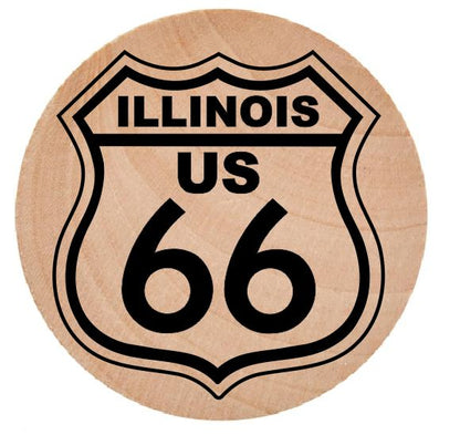 WN25 Route 66 Wooden Nickel 1.5" Collectible Illinois