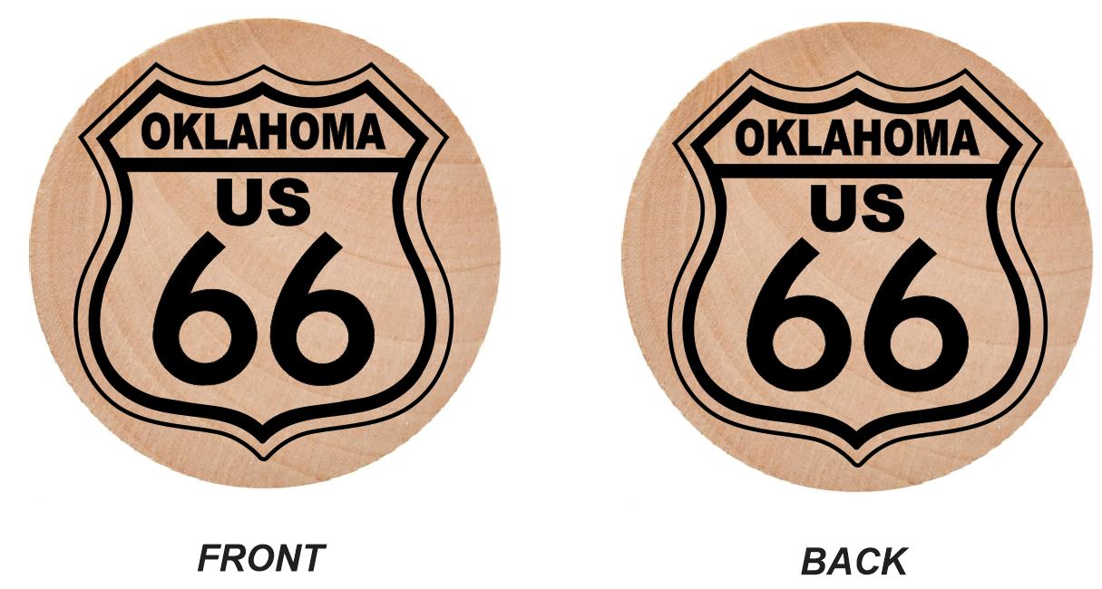 WN26 Route 66 Wooden Nickel 1.5" Collectible Oklahoma