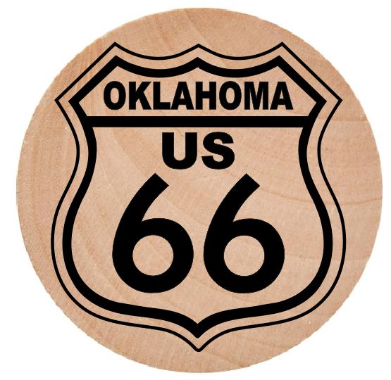 WN26 Route 66 Wooden Nickel 1.5" Collectible Oklahoma
