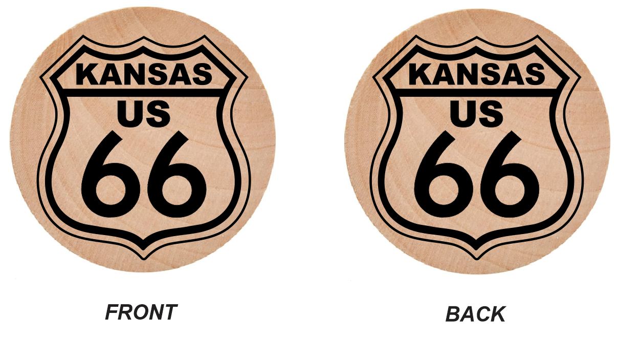 WN27 Route 66 Wooden Nickel 1.5" Collectible Kansas