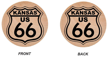 WN27 Route 66 Wooden Nickel 1.5" Collectible Kansas