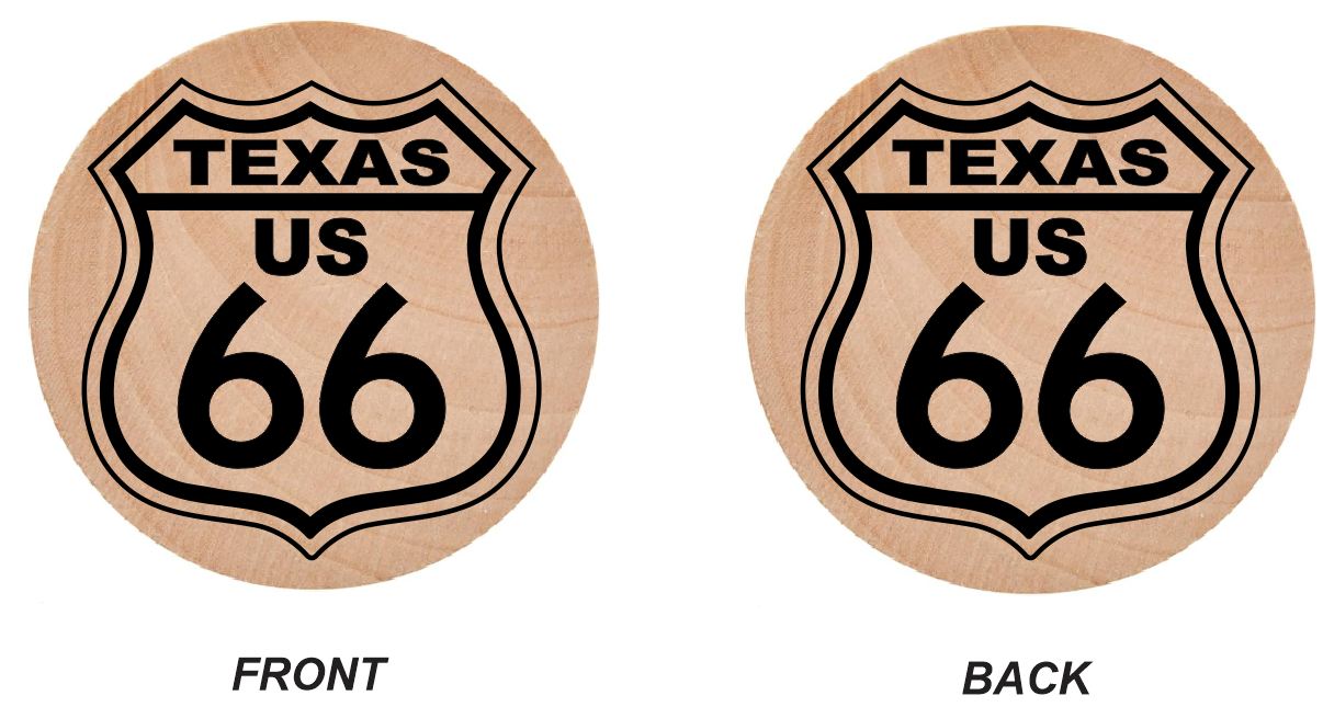 WN31 Route 66 Wooden Nickel 1.5" Collectible Texas