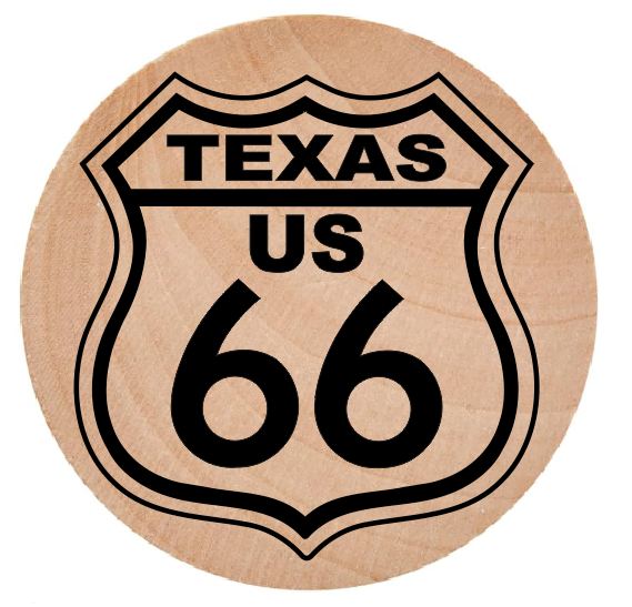 WN31 Route 66 Wooden Nickel 1.5" Collectible Texas