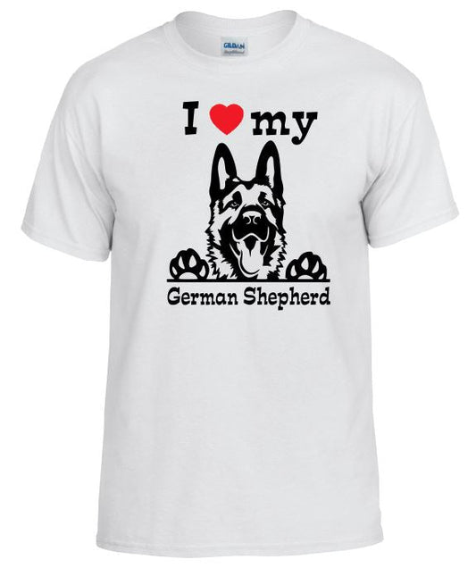 TS40 I Love My German Shepherd White T-Shirt