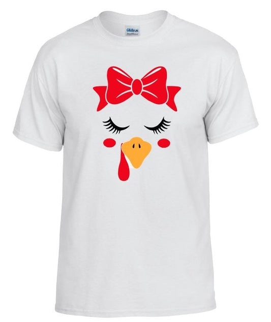 TS53 Turkey With Bow White T-Shirt