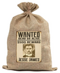 BUR27 Coin Collector Wanted Poster Burlap Bag Jesse James