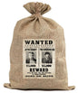 BUR21 Wanted Poster Burlap Bag Butch Cassidy
