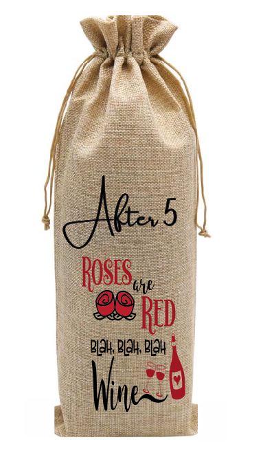 Burlap Drawstring Bottle Bag Gift Bag After 5 #1